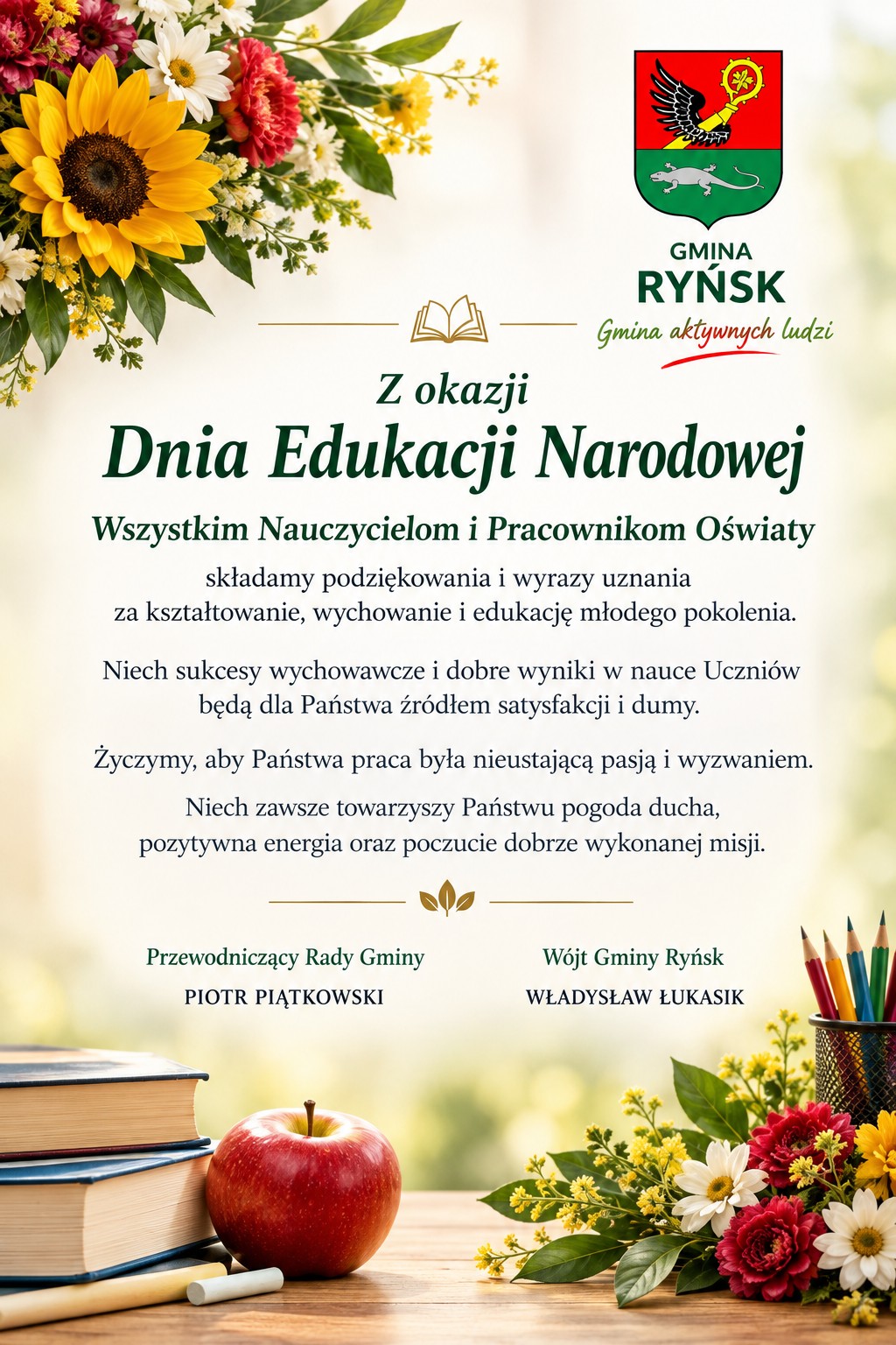 Życzenia z&nbsp;okazji Dnia Edukacji Narodowej