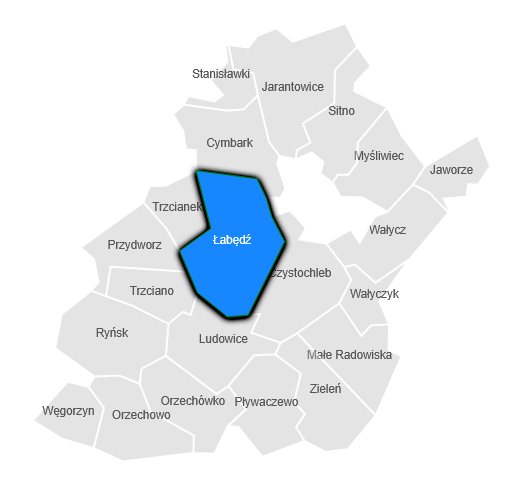 Mapa - sołectwo Łabędź