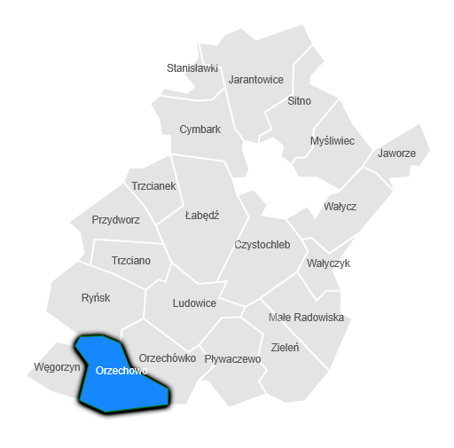 Mapa - sołectwo Orzech&oacute;wko