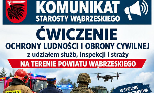Komunikat o ćwiczeniach na terenie powiatu wąbrzeskiego 15.10.2026 r.